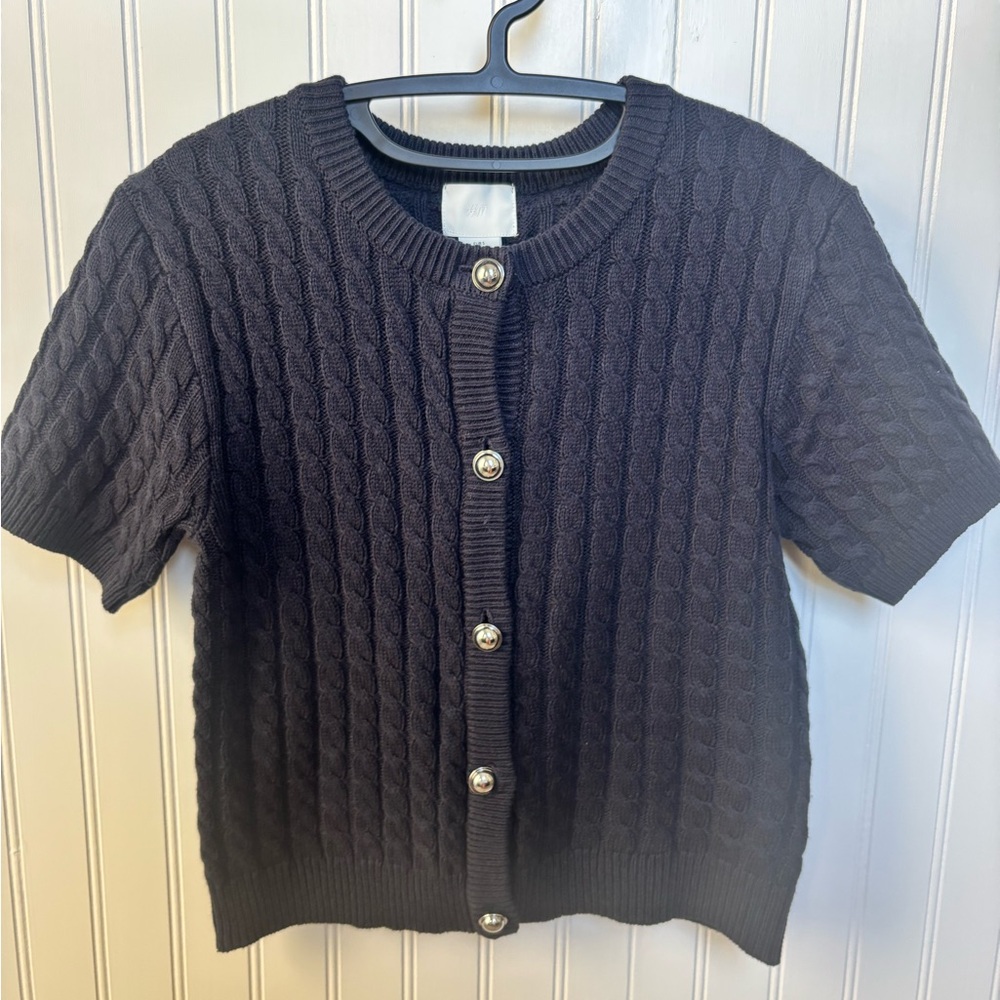 H&M Navy Cable Knit Sweater Size: Small